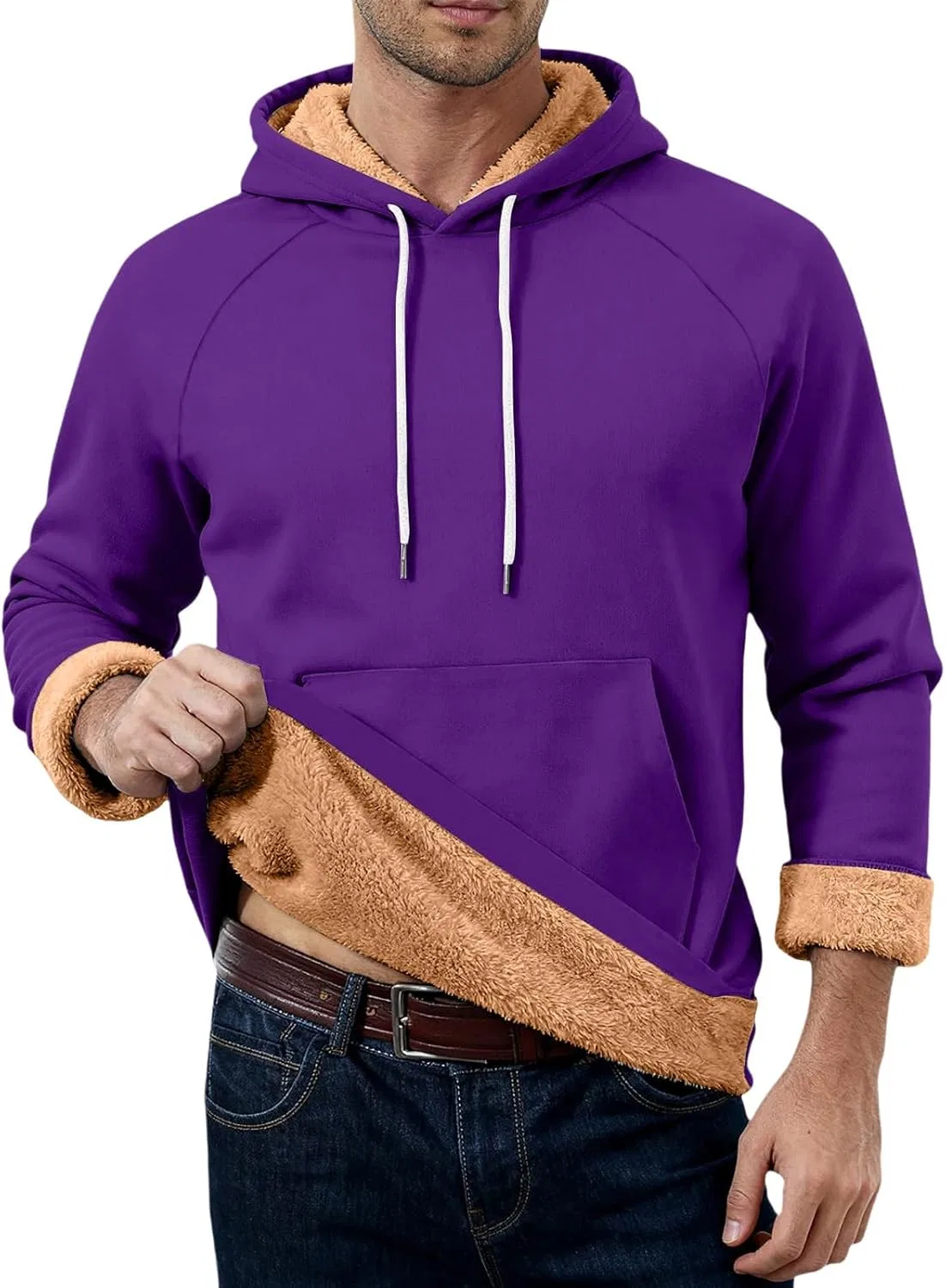 Толстовка мужская на молнии с флисом и шерпой, Purple
