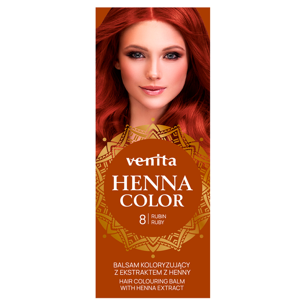 

Бальзам для окрашивания волос с экстрактом хны 8 рубиновый, 75 г Venita Henna color, цвет 8 rudy