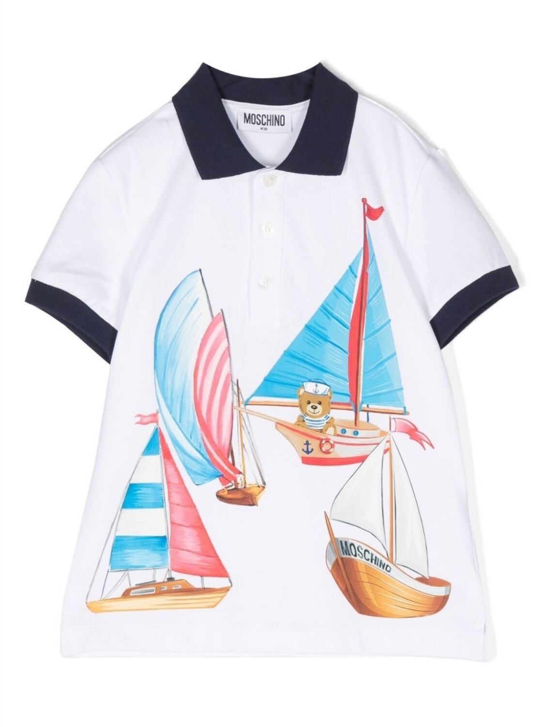 

Moschino Kids рубашка поло с принтом, белый