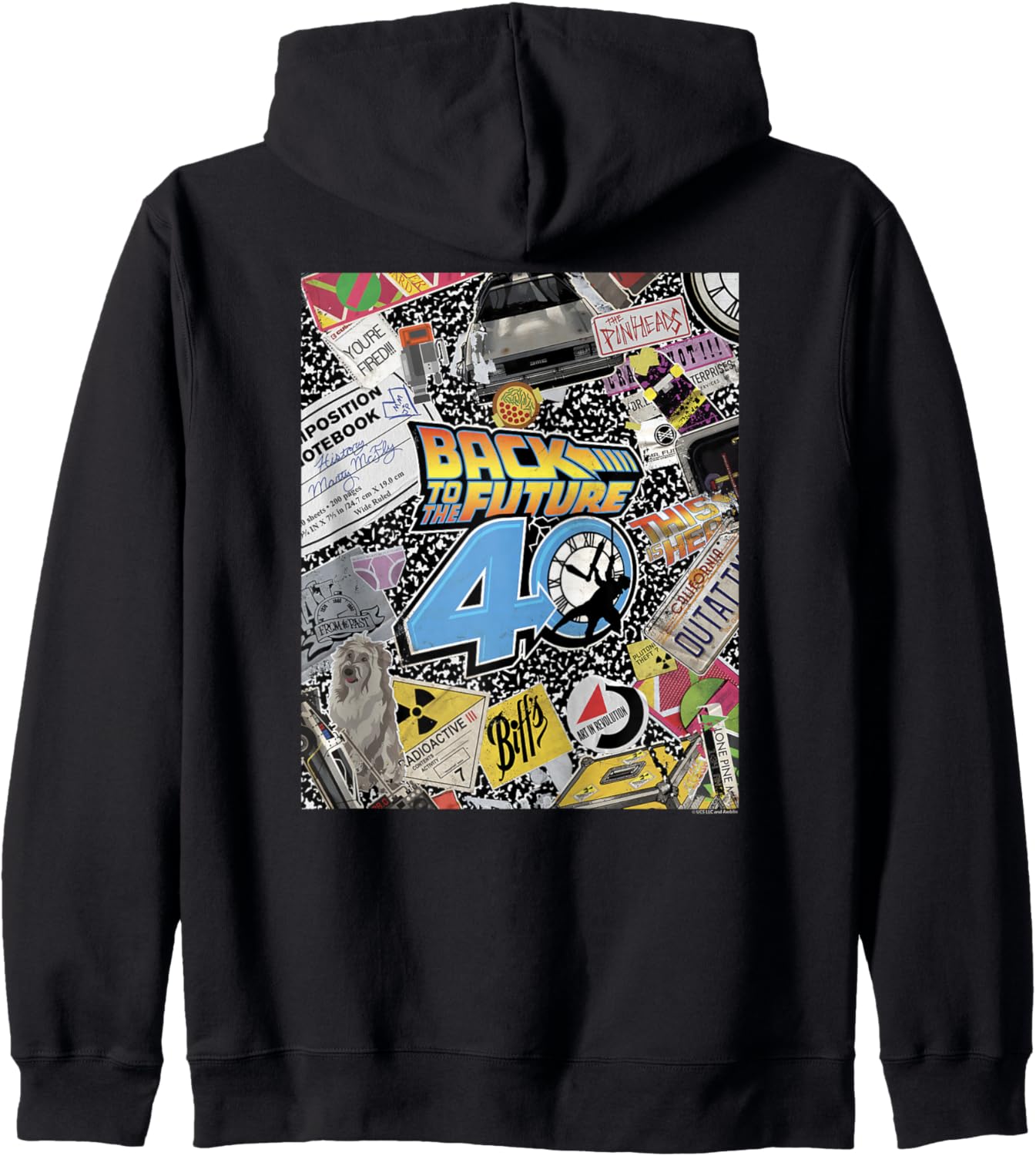 

Худи на молнии с коллажем из наклеек к 40-летию фильма «Назад в будущее» Back To The Future, черный