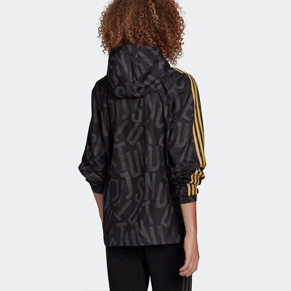 Куртка adidas JUVE WINDBREAKR Juventus Soccer/Football Sports Hooded Jacket Black, черный — фото 4