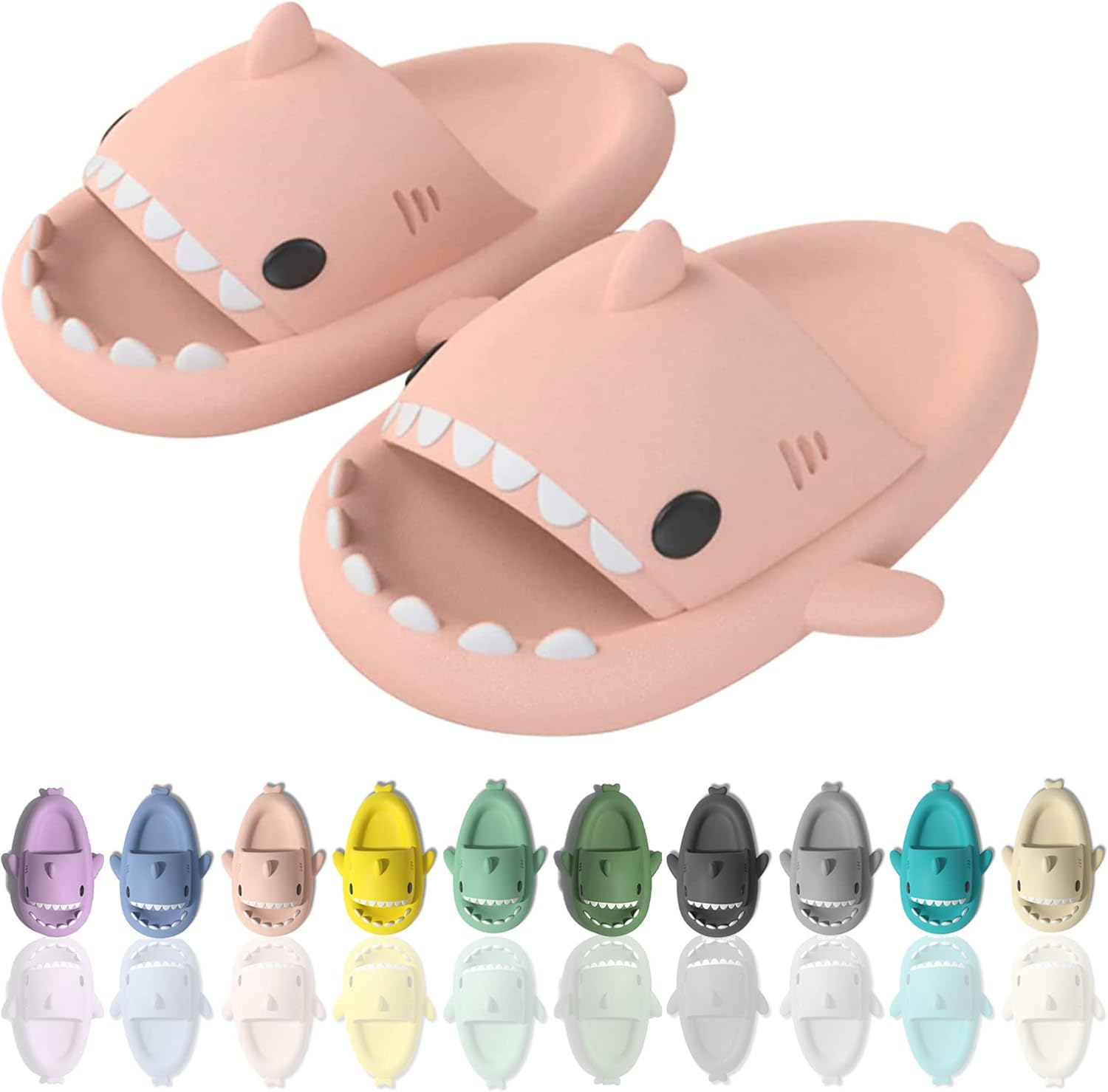 

Шлепанцы Sharllen Shark для женщин и мужчин с милым забавным мультяшным дизайном, противоскользящие, с открытым носком, легкие летние шлепанцы с акулой, розовый