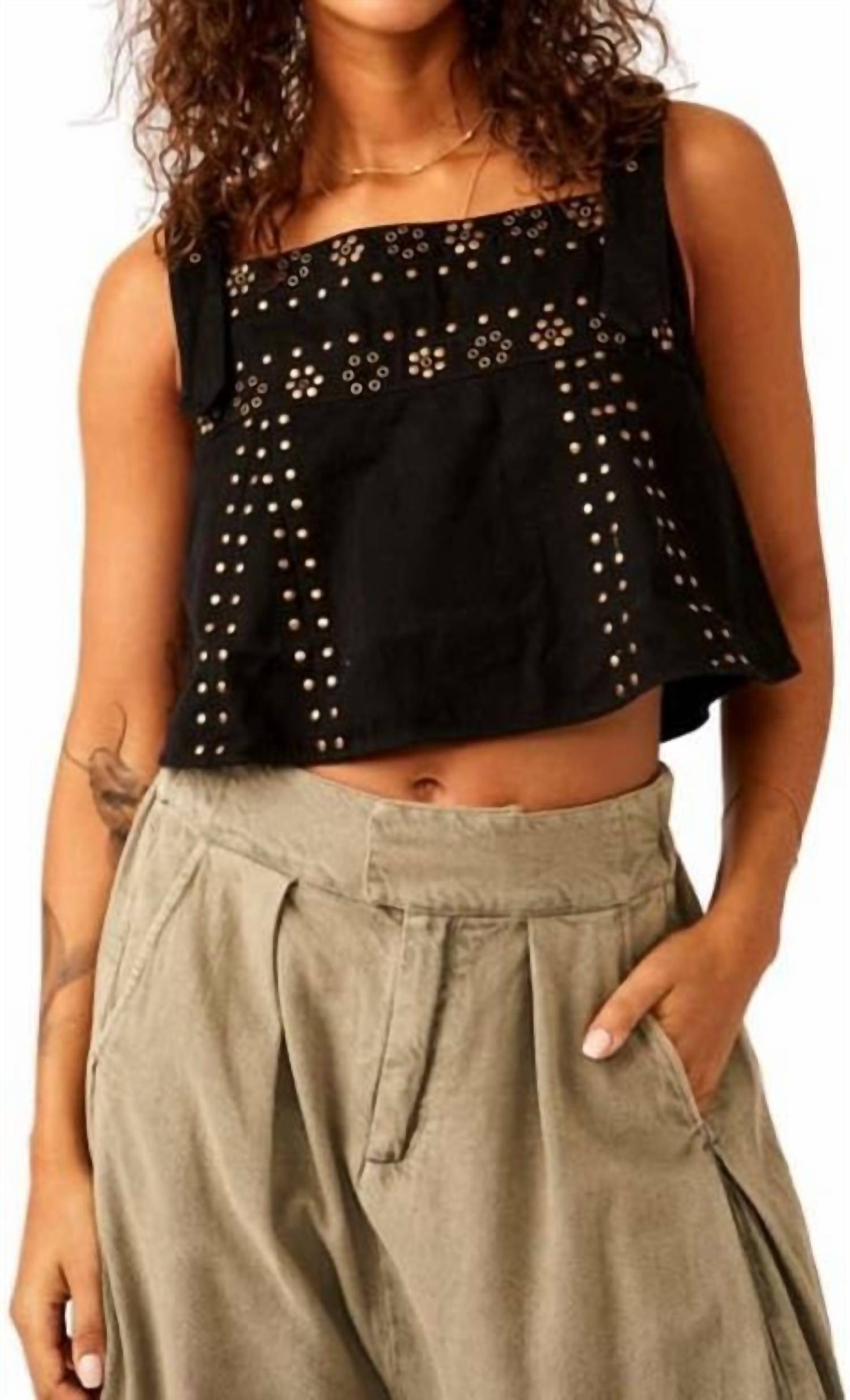 

Топ с заклепками Rikki в полночь Combo Free People, цвет midnight combo