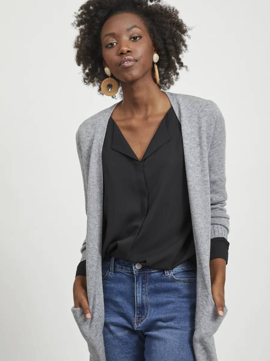 

Длинный кардиган Vila "VIRIL LONG L/S KNIT CARDIGAN - NOOS", серый