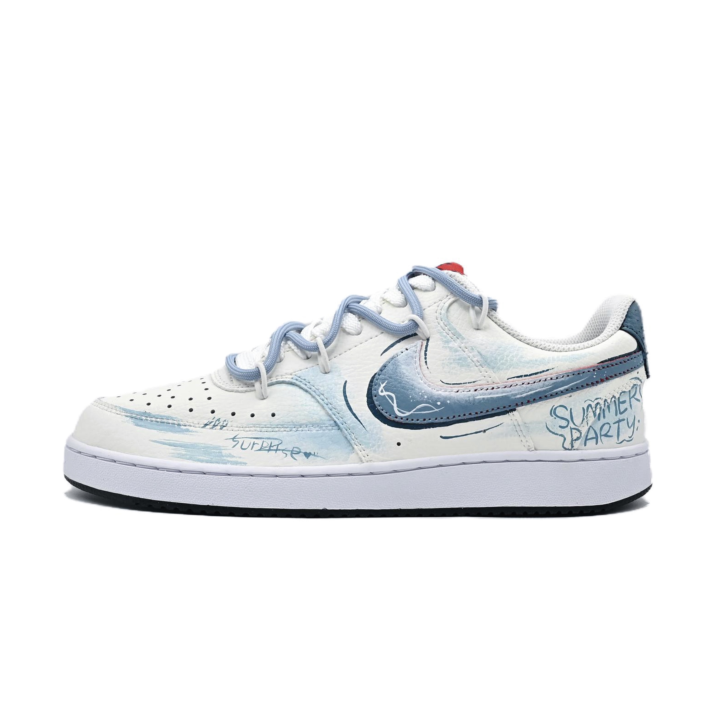 

Nike Кроссовки для скейтбординга Court Vision 1 Midsummer, износостойкие, низкие, мужские, цвет белый, синий