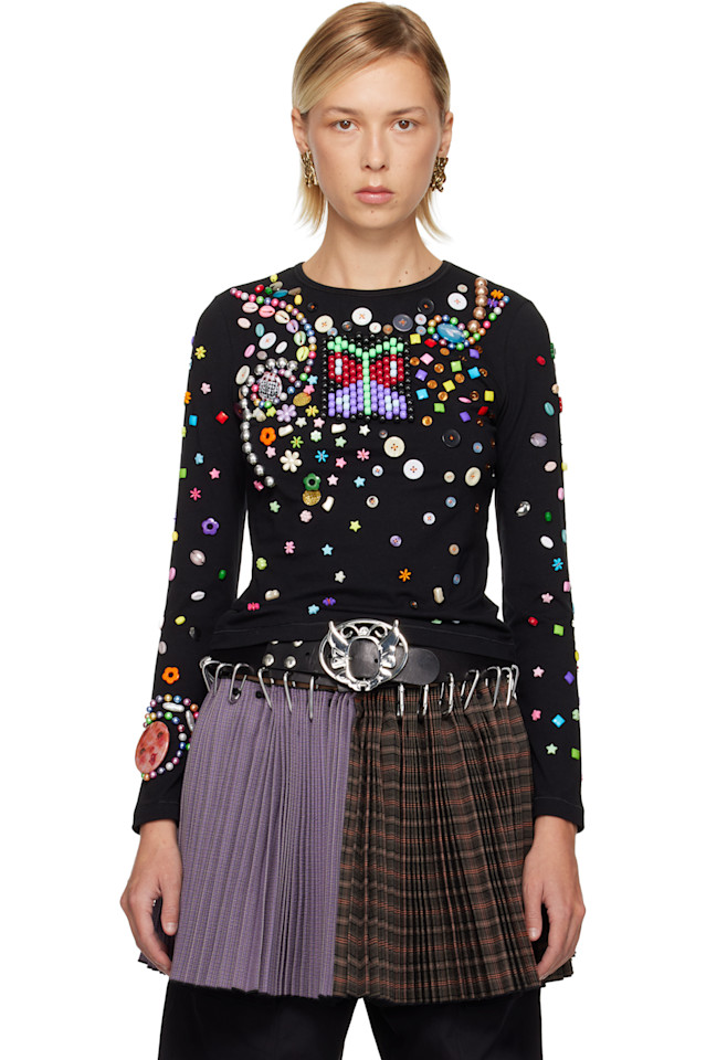 

Ночная, не существующая, расшитая бисером футболка Chopova Lowena, черный