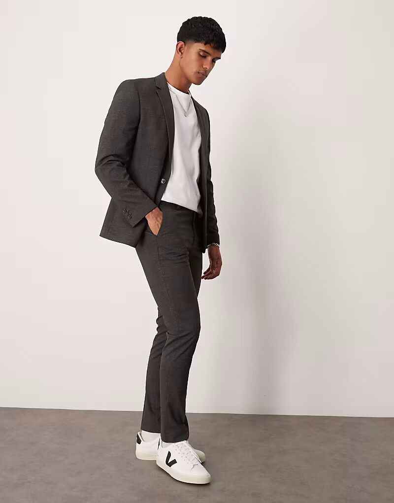 

Узкие брюки ASOS DESIGN с текстурой «соль и перец»