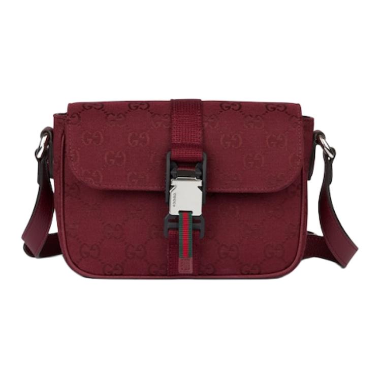 

Сумка через плечо из кожи и холста GUCCI красная