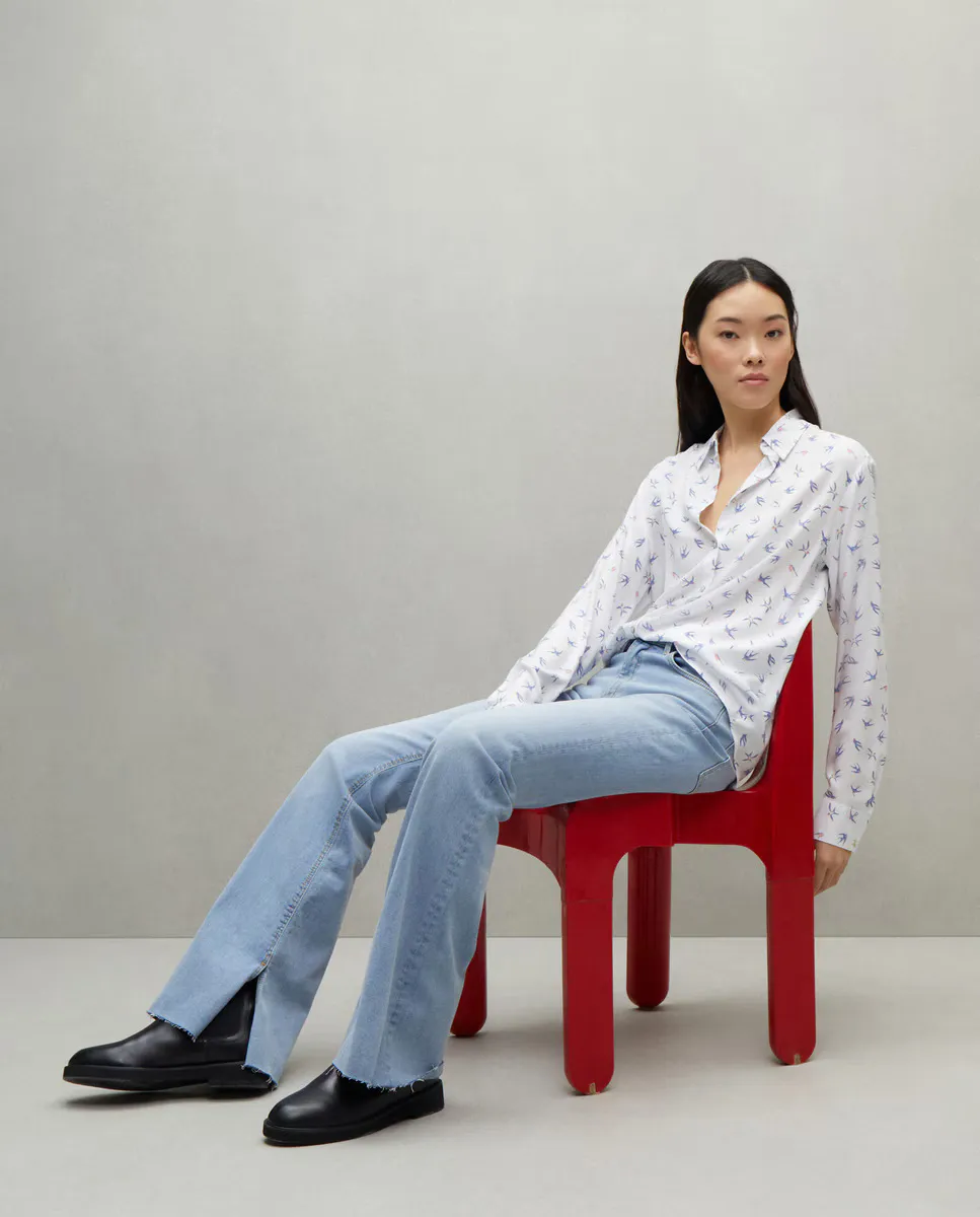 

Женская рубашка с длинным рукавом однотонная Easy Wear, синий