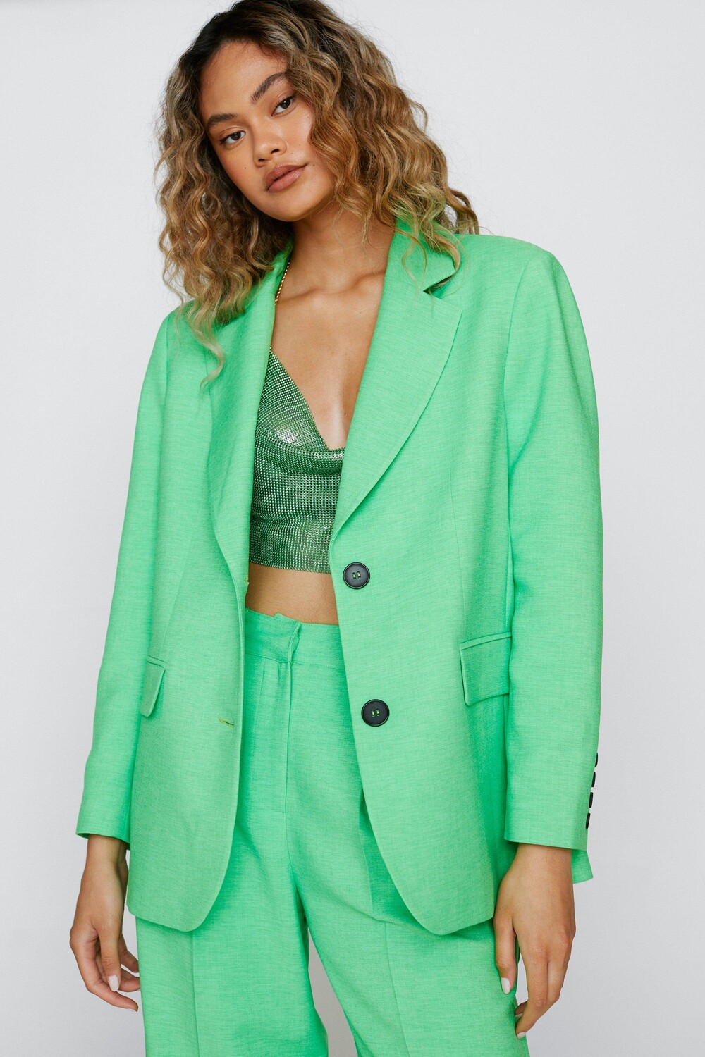 

Блейзер оверсайз с пуговицами Nasty Gal, зеленый