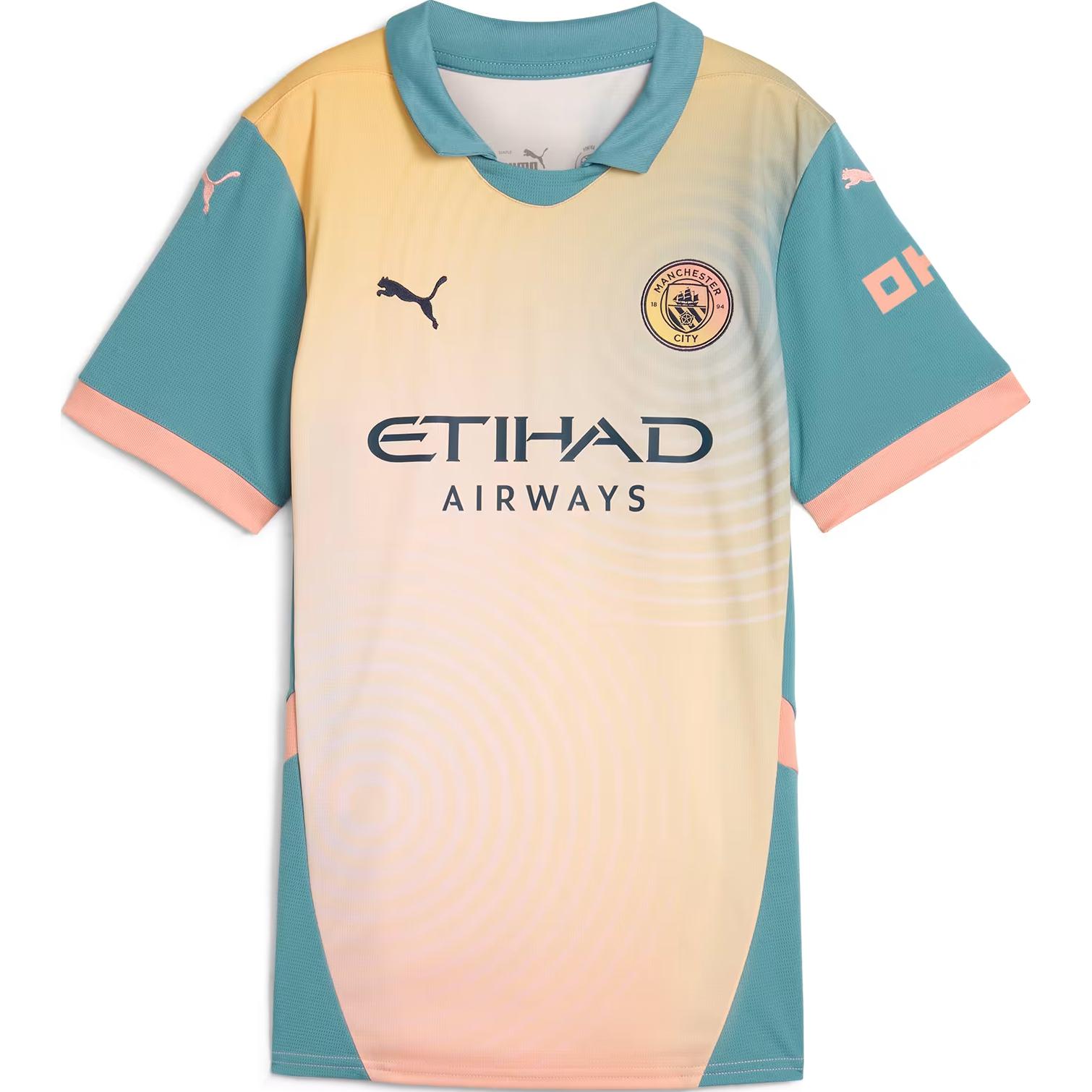 

Футболка Réplica De La Camiseta De Fútbol De Visitante Manchester City 24/25 Para Mujer PUMA, желтый