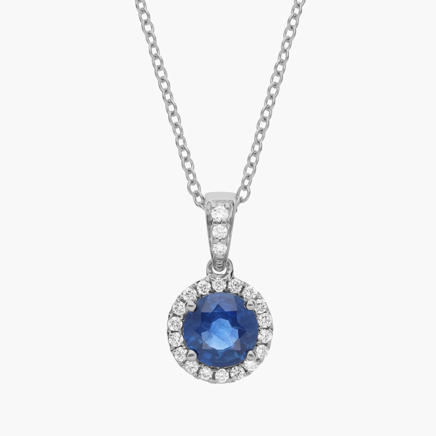 

Подвеска с сапфиром и бриллиантами Micropavé из 18-каратного белого золота (6 мм) Blue Nile