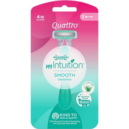 

Удобные одноразовые бритвы Wilkinson Sword Quattro для женщин, 3 шт., Серый, Удобные одноразовые бритвы Wilkinson Sword Quattro для женщин, 3 шт.