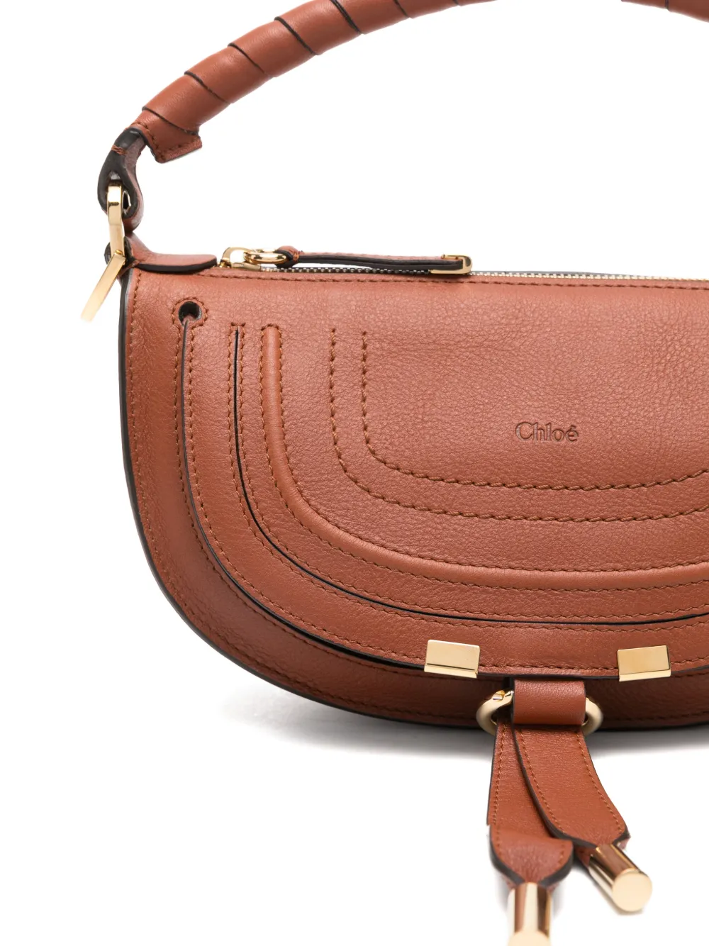 Мини-сумка marcie из кожи с перекрученной ручкой через плечо CHLOÉ, коричневый — фото 4