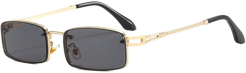 

Маленькие прямоугольные солнцезащитные очки для женщин, модные металлические квадратные солнцезащитные очки для мужчин, ретро-панк очки, женские солнцезащитные очки UV400 WQFFQWK, Gold-black