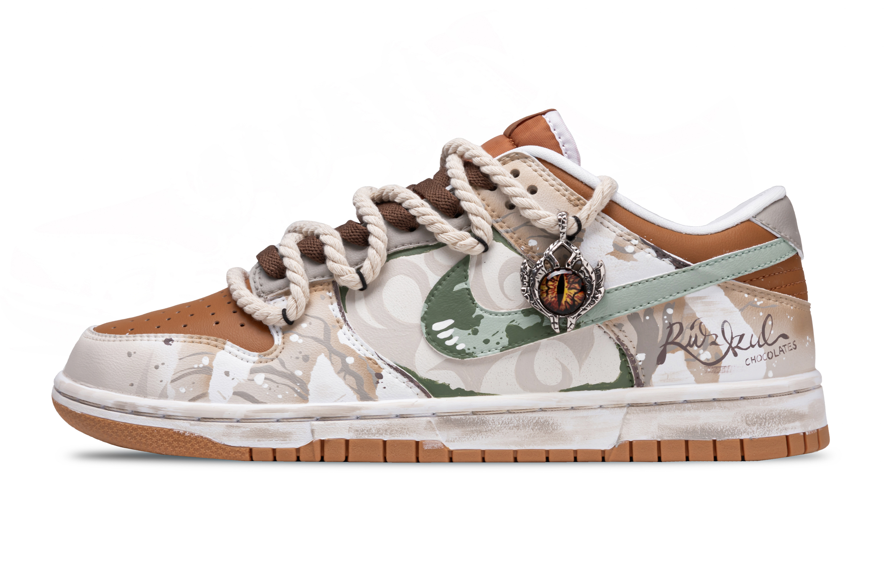 

Nike Кроссовки для скейтбординга Dunk Low Top, мужские, белые, серо-коричневые