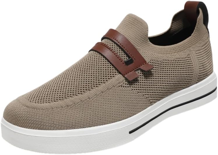 

Мужские дышащие сетчатые лоферы - кроссовки большого размера с мягкой подошвой и амортизирующей стелькой для повседневного комфорта в течение всего дня Clolinde, хаки