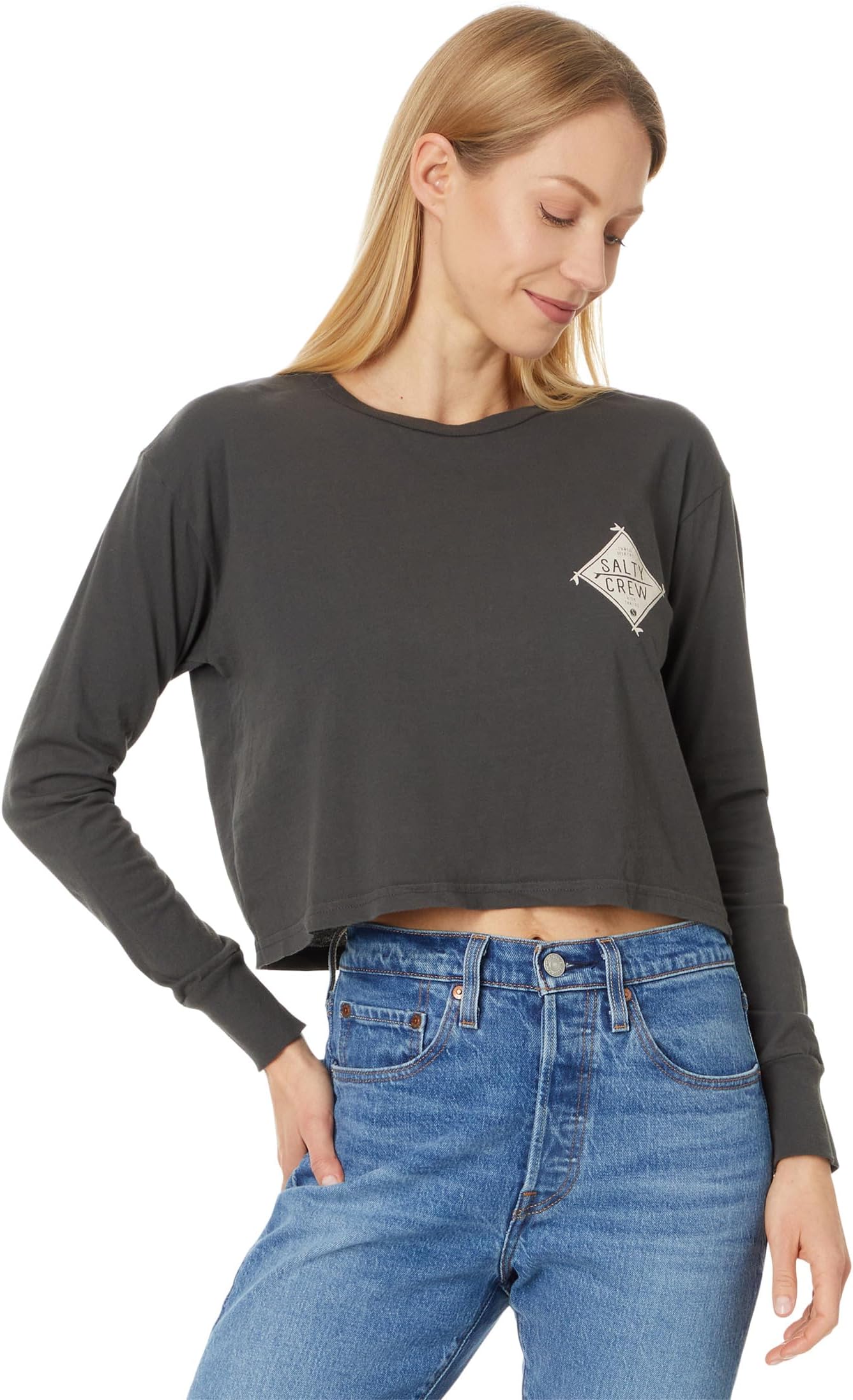 

Лонгслив Salty Crew Board Meeting Long Sleeve Crop, цвет Charcoal