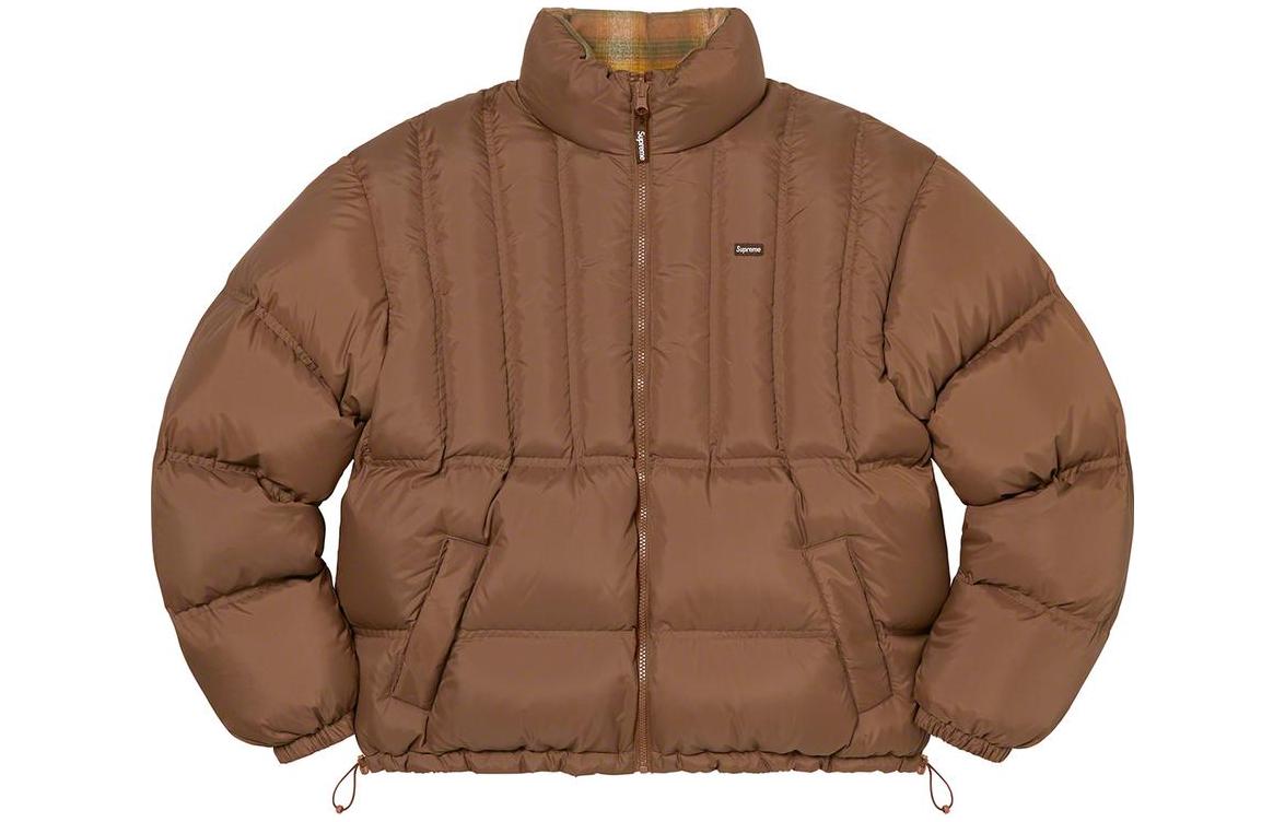 Двусторонняя фланелевая пуховая куртка Supreme, tan — фото 3