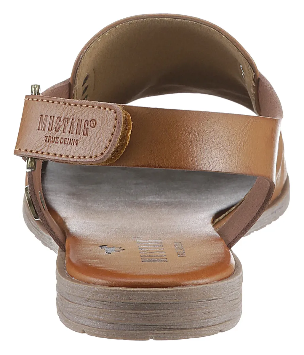 Босоножки Mustang Shoes с ремешками, летние туфли, босоножки, каблук-блок, с застежкой-липучкой, цвет Cognac — фото 2