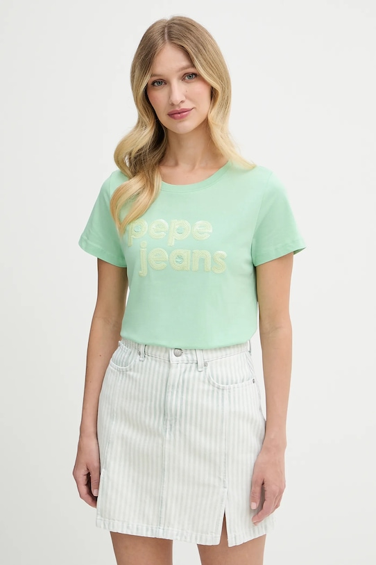 

Хлопковая футболка Pepe Jeans, зеленый