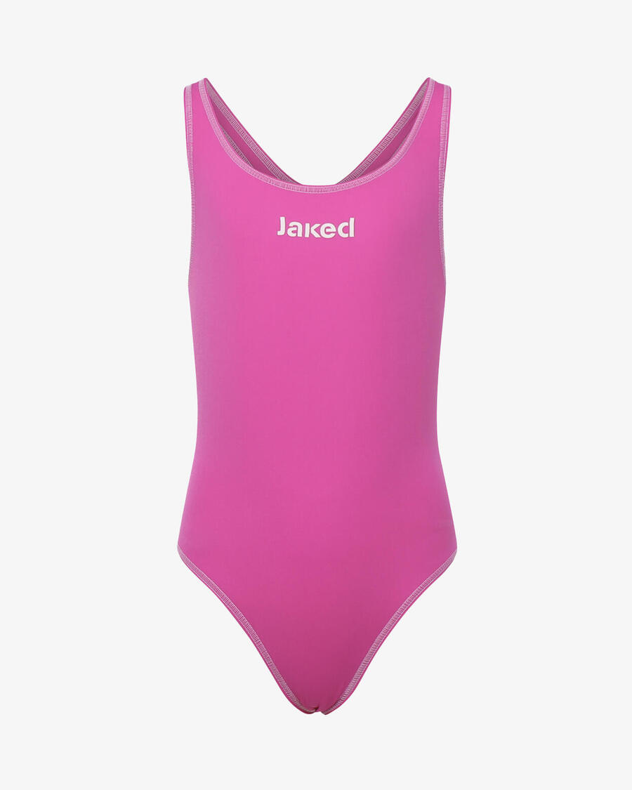 

JAKED Синтетический купальник для девочек в цвете фуксия и белый