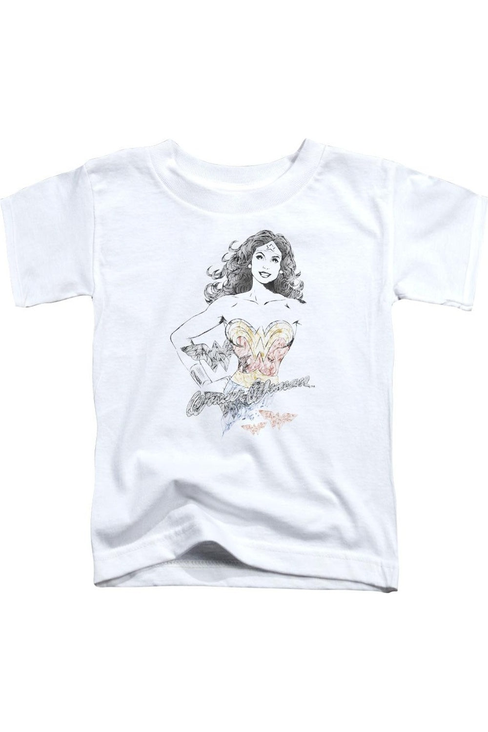 

Dco Justice League of America Чудо-Женщина каракули футболка с коротким рукавом для малышей Gildan, белый