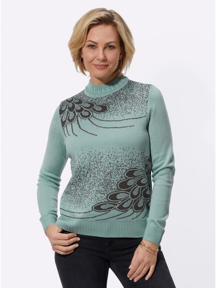 

Свитер с воротником-стойкой в лаймово-мятном узоре WITT WEIDEN