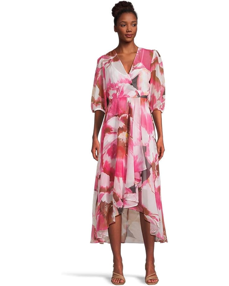 

Платье Calvin Klein Chiffon Floral Faux Wrap, цвет Hibiscus Multi