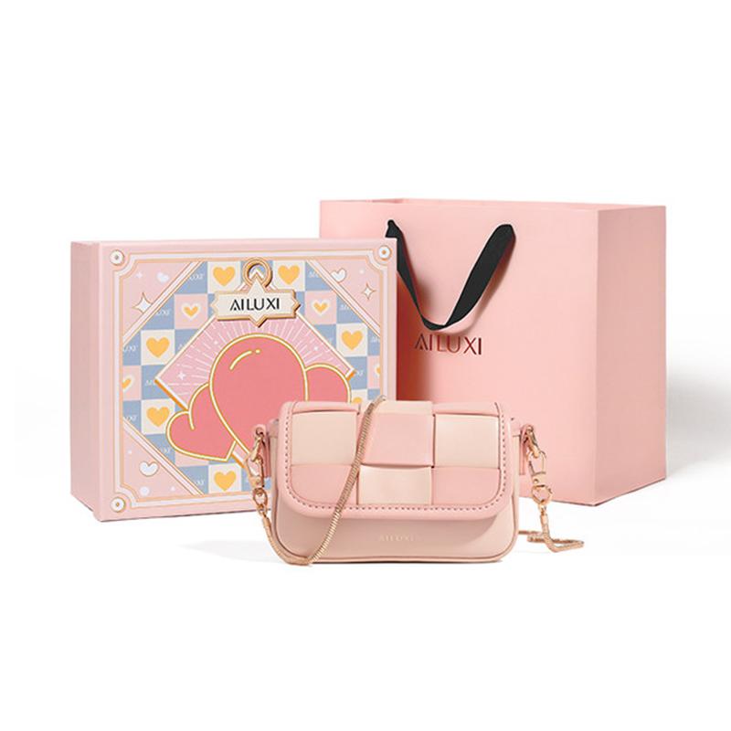 

PU Маленькая Квадратная Сумка, Мини Сумка Через Плечо Женская Розовая AILUXI, Клубничный Молочный Коктейль Розовый