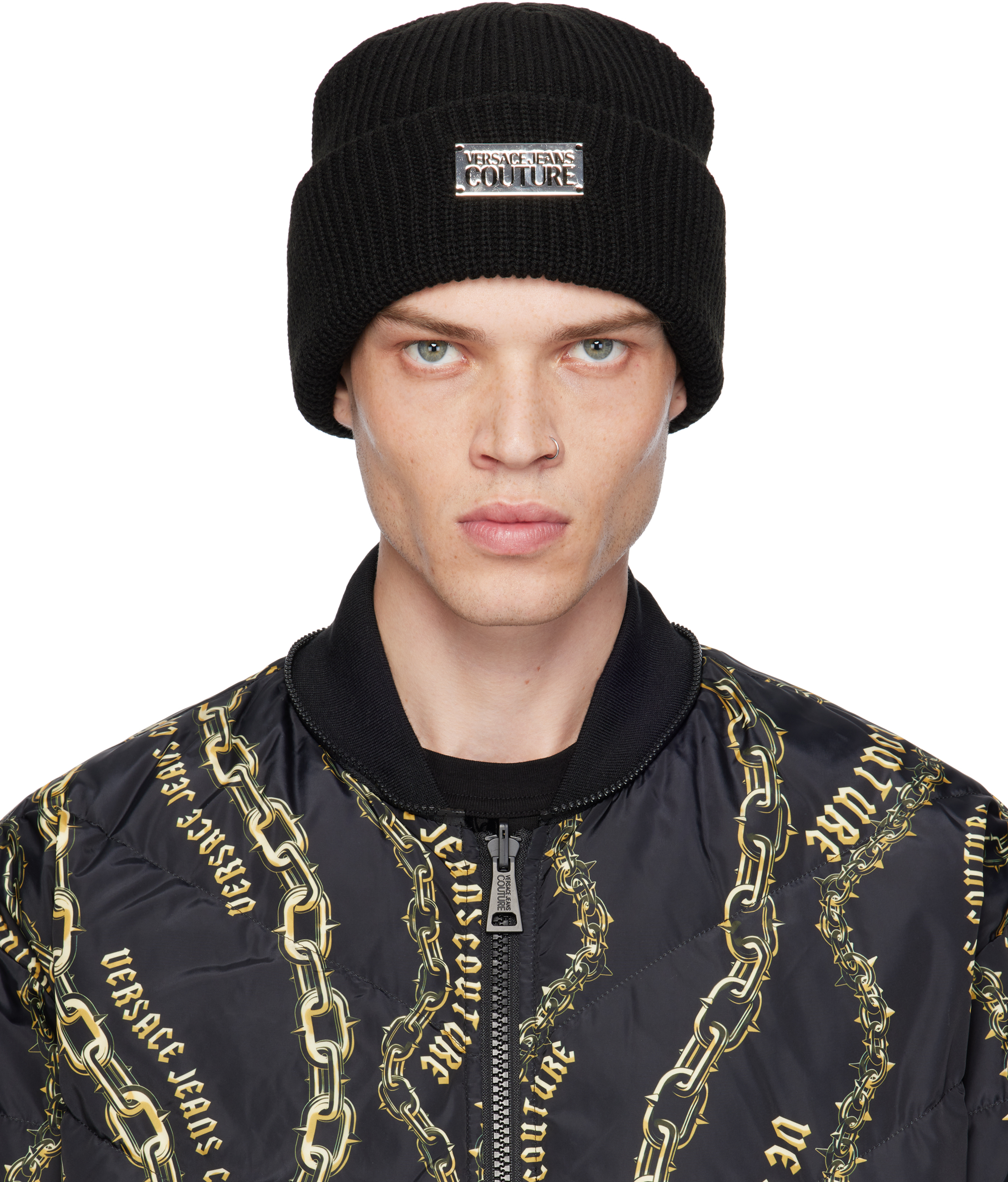 

Вязаная шапка с логотипом Versace Jeans Couture