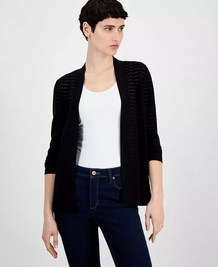 

Женский кардиган Shadow Stripe с открытой полочкой Anne Klein, черный