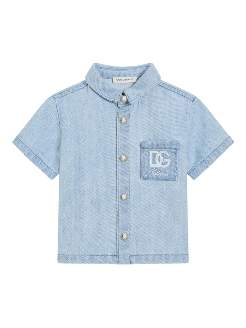 

Рубашка с вышитым логотипом Dolce & Gabbana Kids, синий