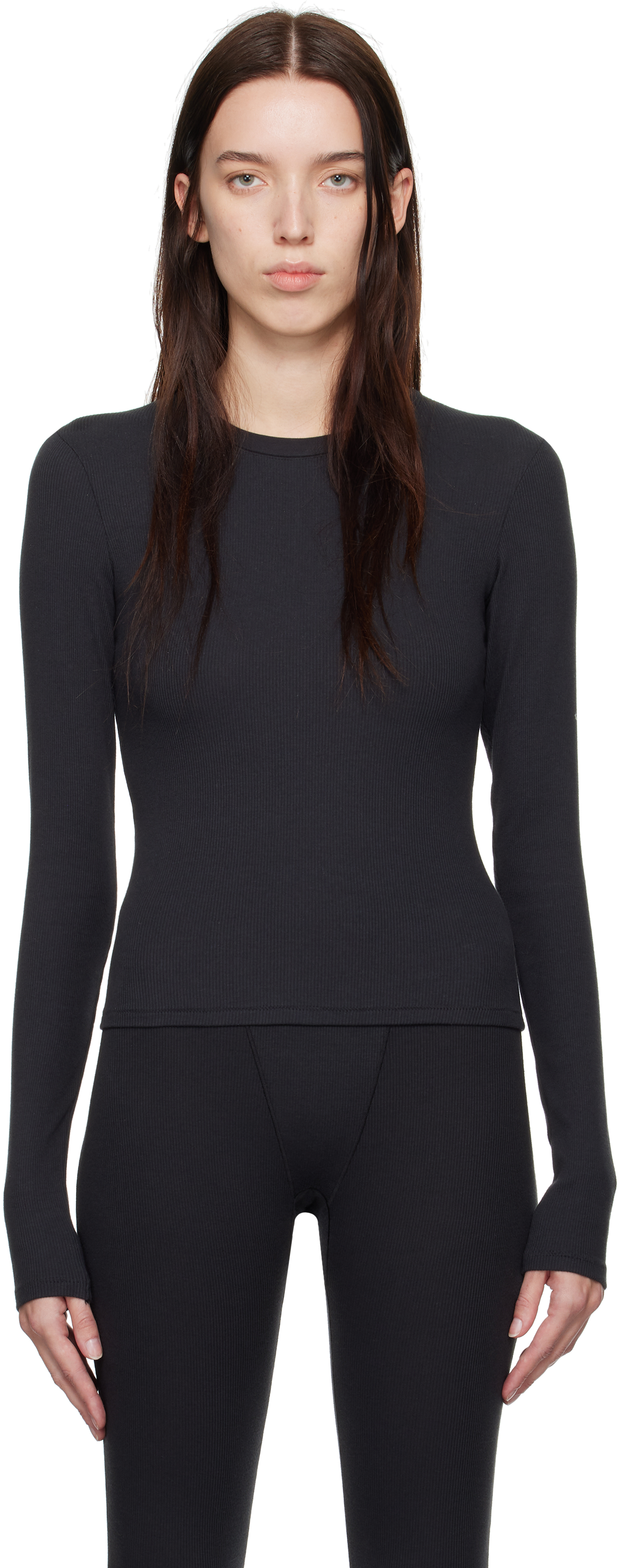 

Футболка KIM Black Cotton Rib Long leeve SKIMS