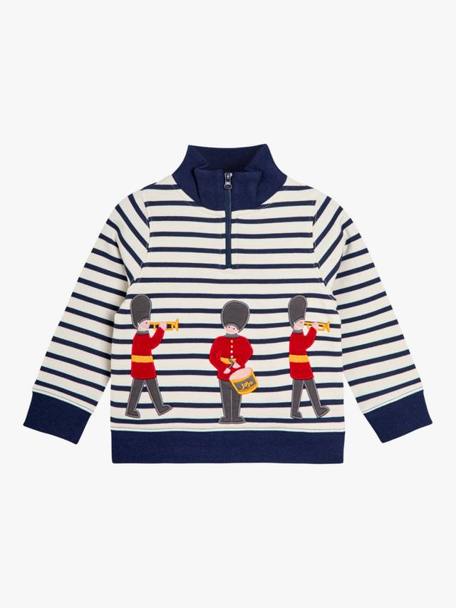 

Детский хлопковый свитшот London Guards с полузастёжкой JoJo Maman Bébé, Ecru Navy Stripe