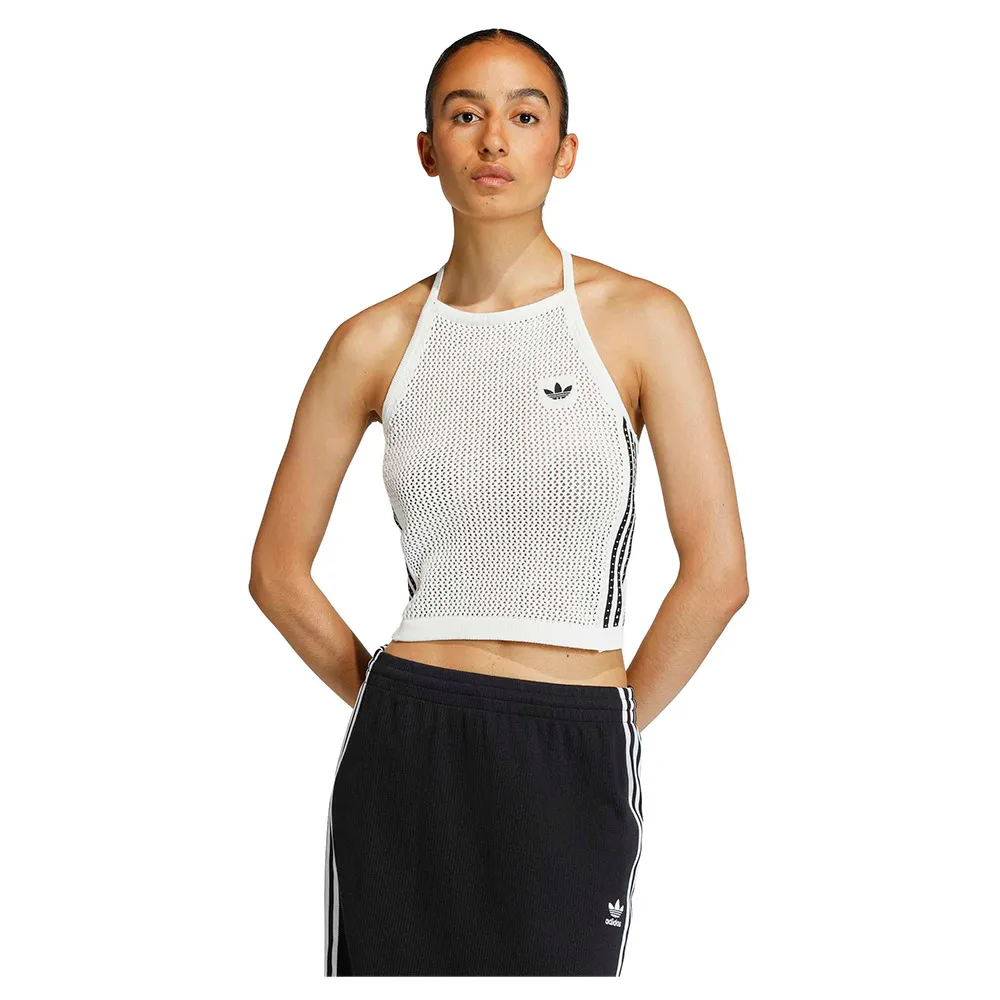 

Вязаный крючком топ adidas Originals, белый