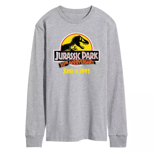 

Мужская футболка с длинным рукавом Jurassic World — 30 лет Jurassic Park Licensed Character, серый