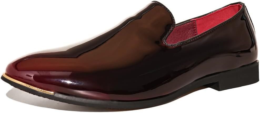 

Мужские лоферы Santimon на каблуке из лакированной кожи, элегантные и гладкие повседневные мокасины без шнурков для официального ношения и свадебных мероприятий, красный