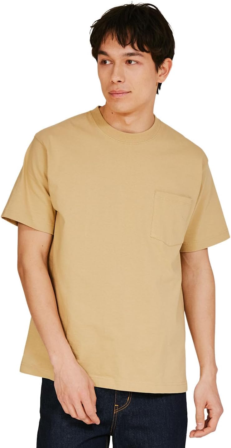 

Футболка Hanes Beefy, короткие рукава, круглый вырез, 100% хлопок, бесшовный цельный крой, без этикетки, футболка с карманом Beefy, H5190, мужская, песочный