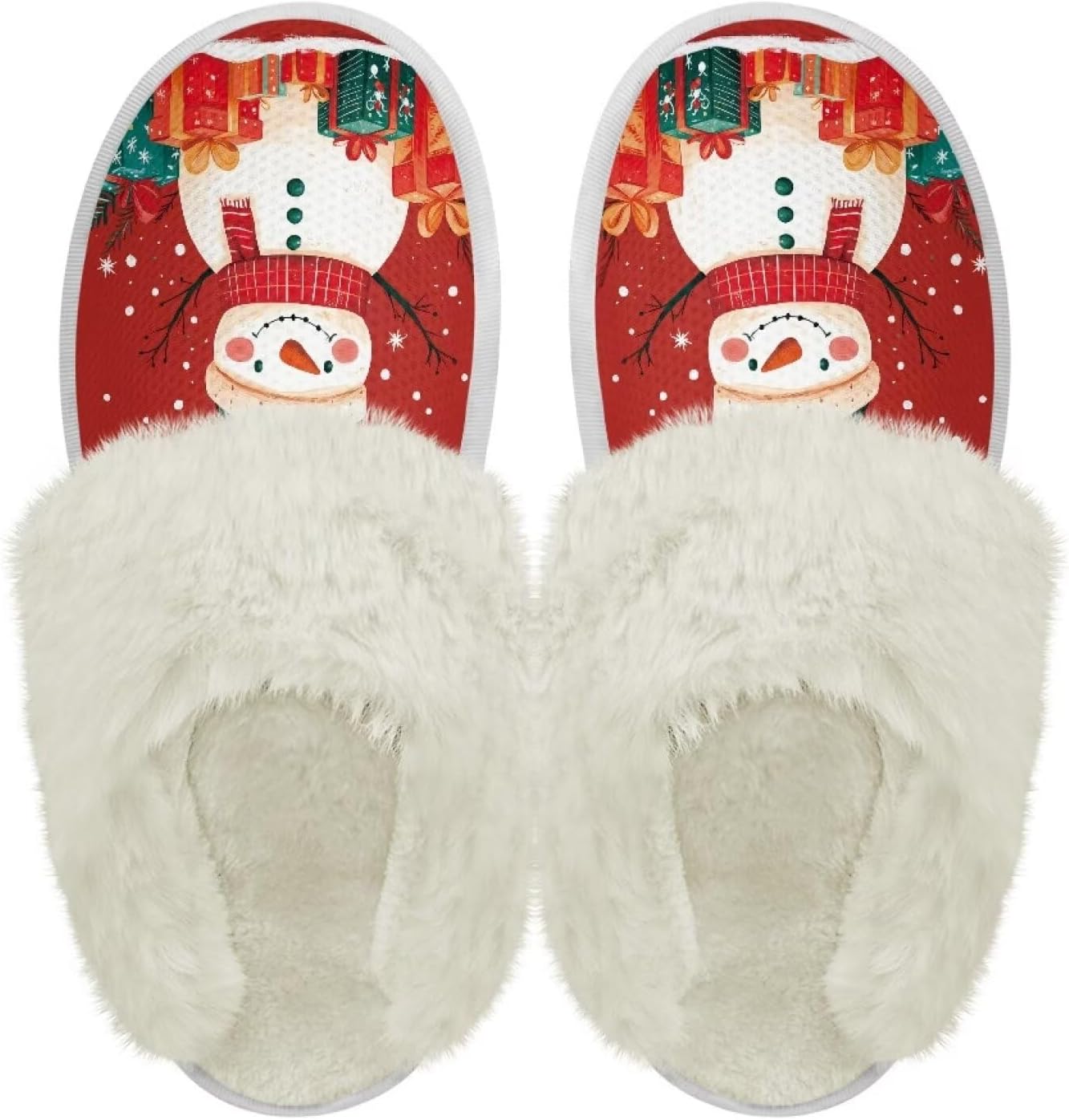 

Хлопковые тапочки с пушистыми краями, домашние тапочки для дома и улицы, хлопковые тапочки унисекс Pjheqoxe, красный