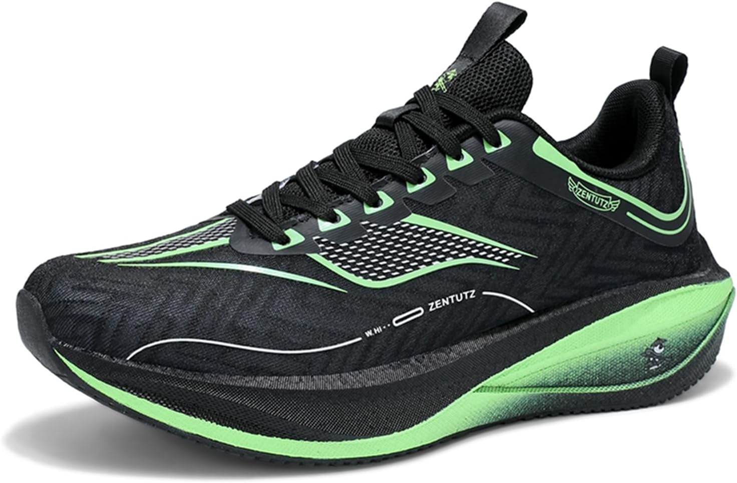 

Мужские спортивные кроссовки с сеткой, дышащие, с толстой подошвой, противоскользящие, с амортизацией, удобные, на шнуровке, для бега, подходят для тренировок, спортзала и занятий на открытом воздухе Qaoterod, черный