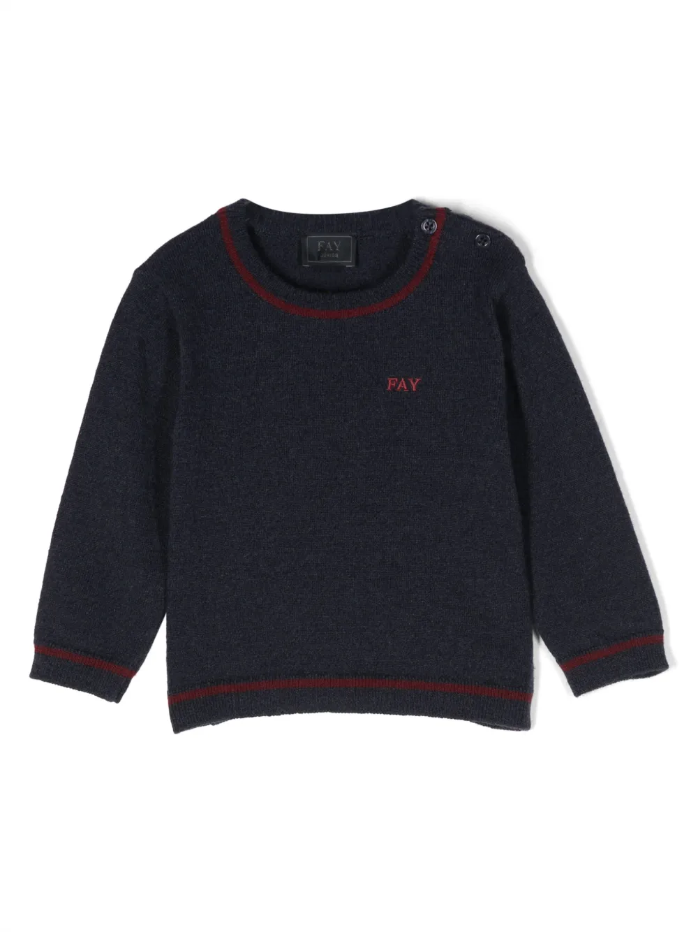 

Джемпер тонкой вязки с вышитым логотипом Fay Kids, синий