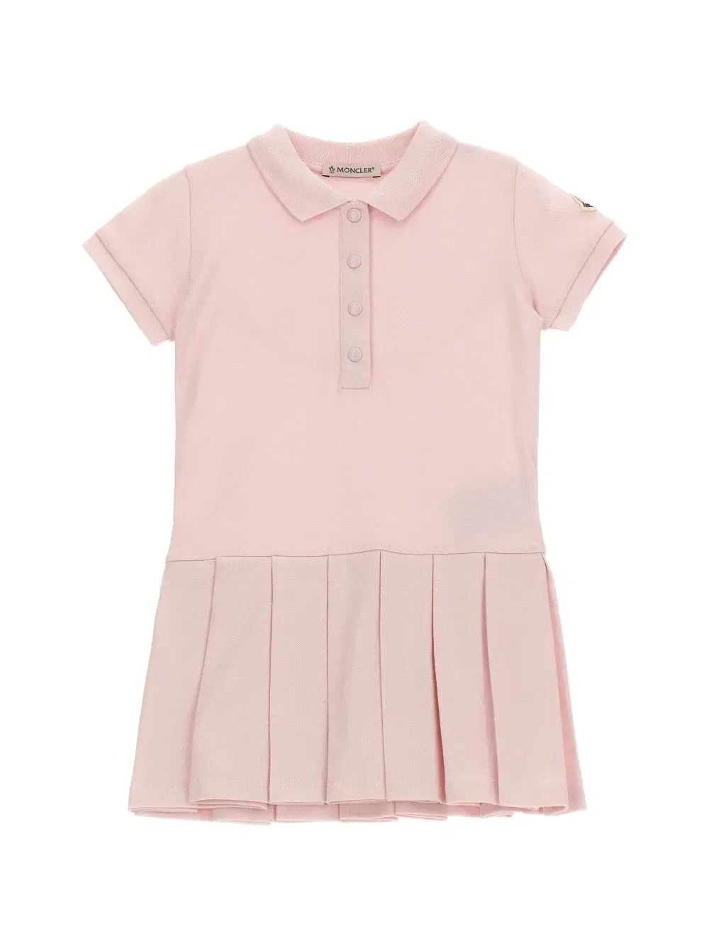Платье плиссе с воротником поло Moncler Enfant, розовый