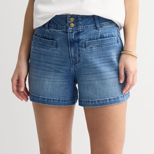 

Женские джинсовые шорты с прорезными карманами Draper James, цвет medium wash