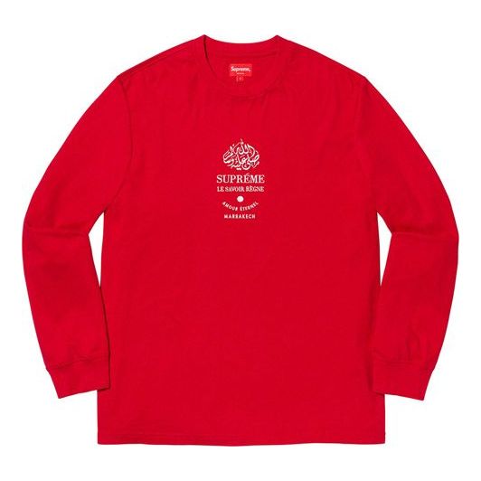 

Футболка fw19 week 7 marrakech ls top logo tee Supreme, красный