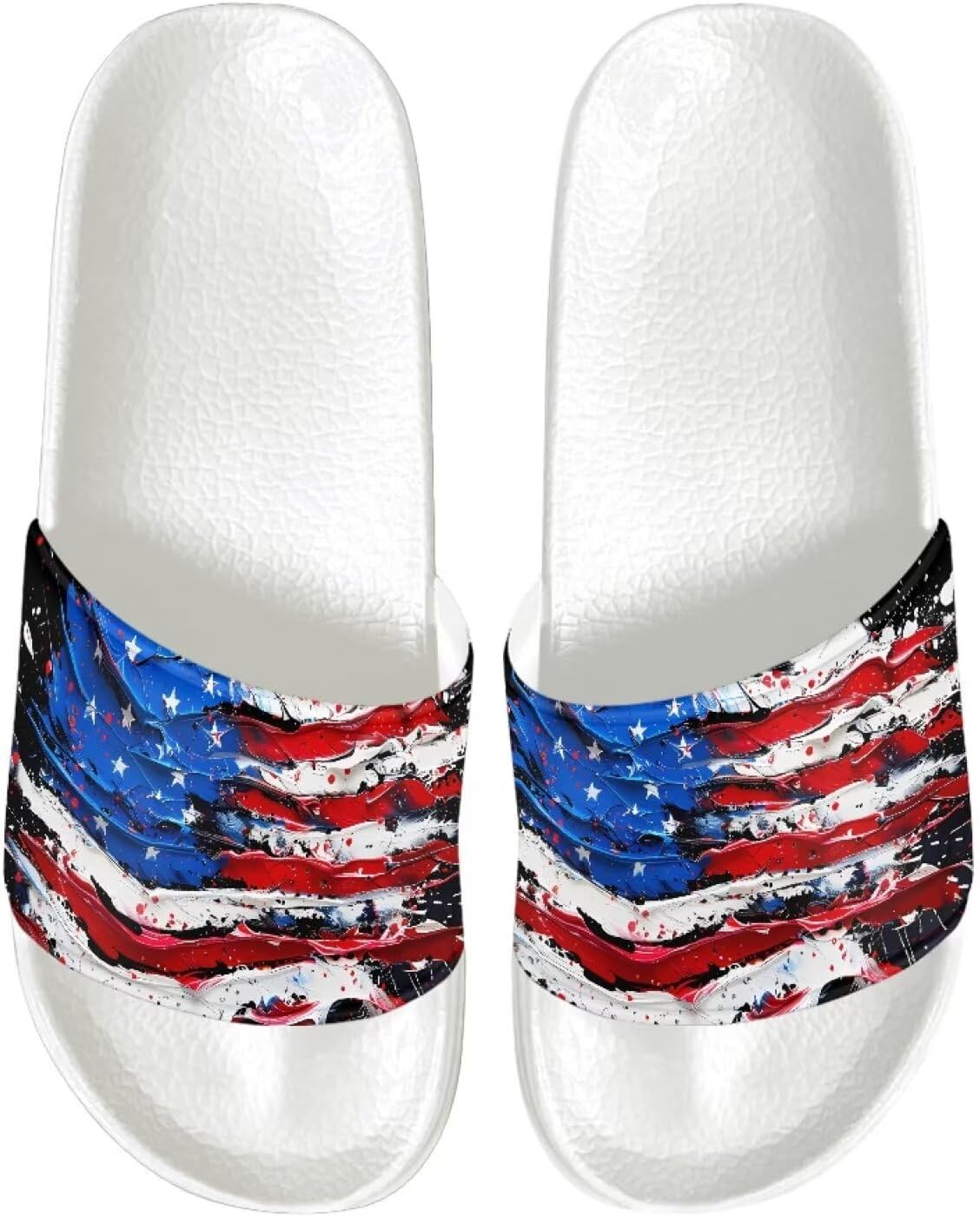 

Мужские шлепанцы с плоской подошвой, нескользящие, быстро сохнущие, для душа, для ванной комнаты, для улицы и дома Jrysaedy, Oil Painting American Flag