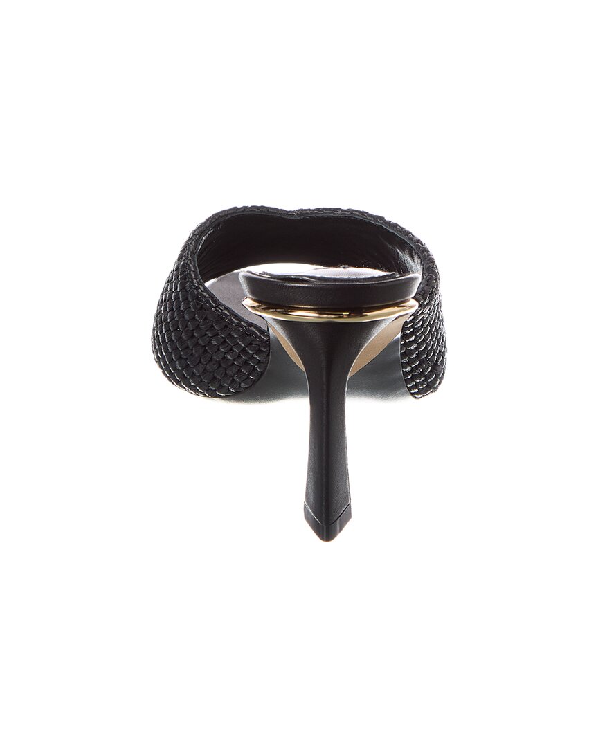 Victoria Beckham Raffia & Leather Sandal, черный — фото 3