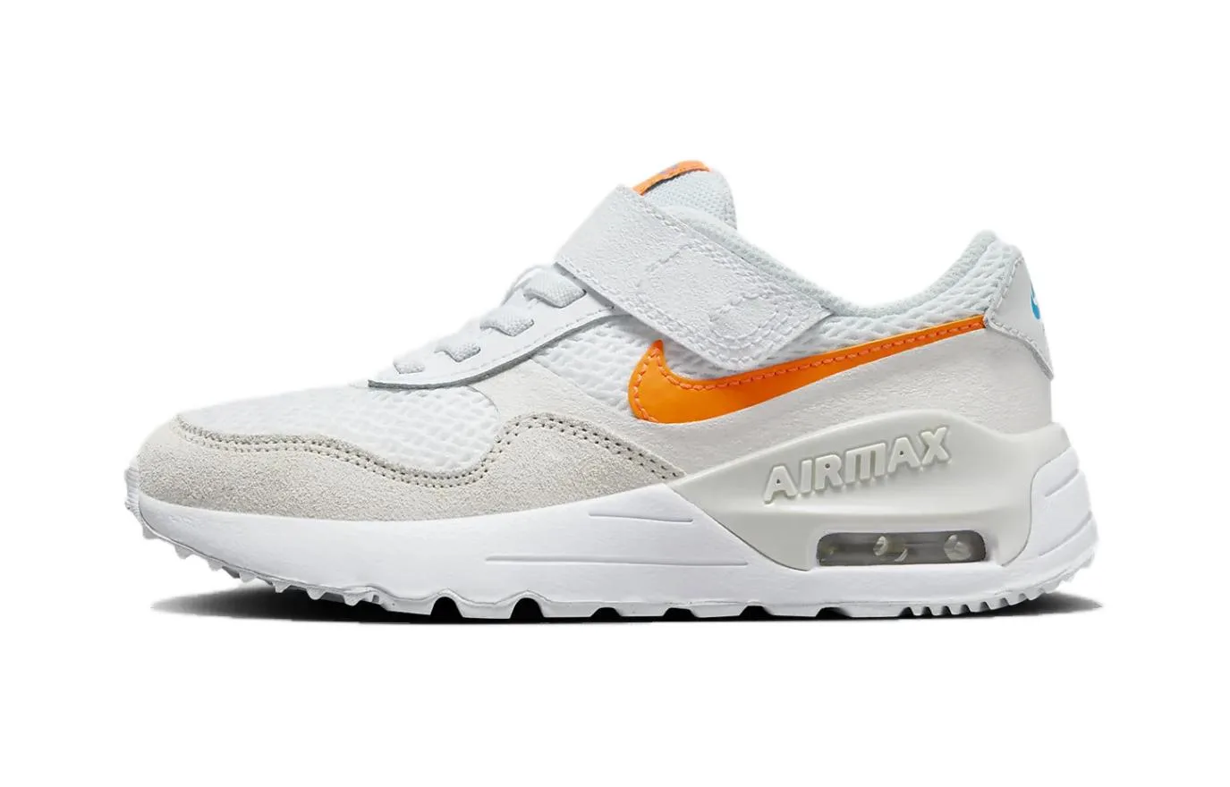 Nike Детские кроссовки Air Max SYSTM BP низкие белые оранжевые для детей 3-7 лет