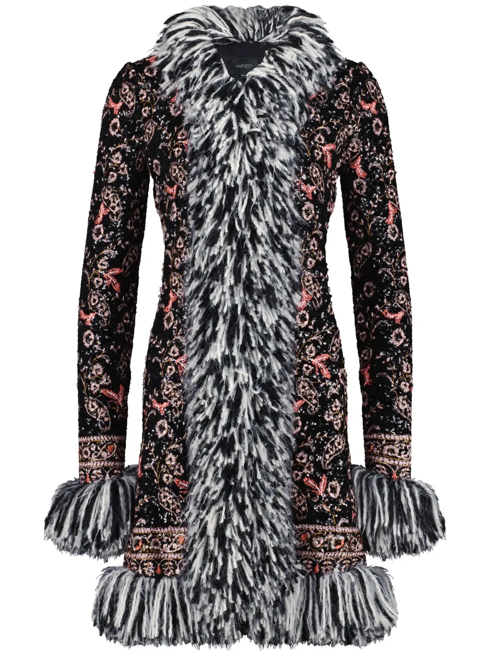 

Пальто Popping Paisley с бахромой и пайетками Giambattista Valli, черный