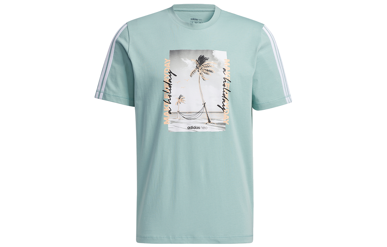 

Футболка мужская зеленая Adidas Neo с втачными рукавами